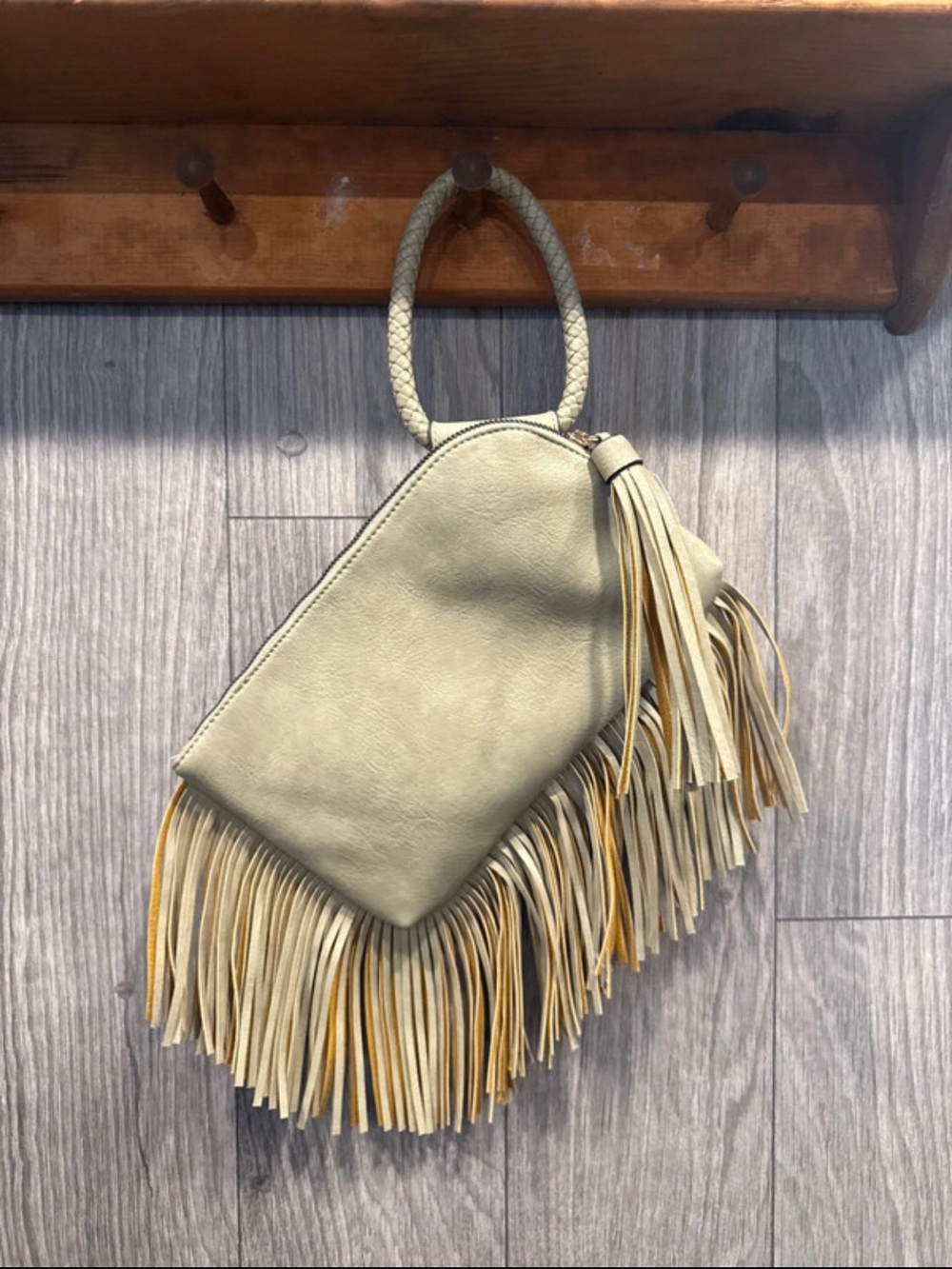 Leather Fringe Wristlet Bag